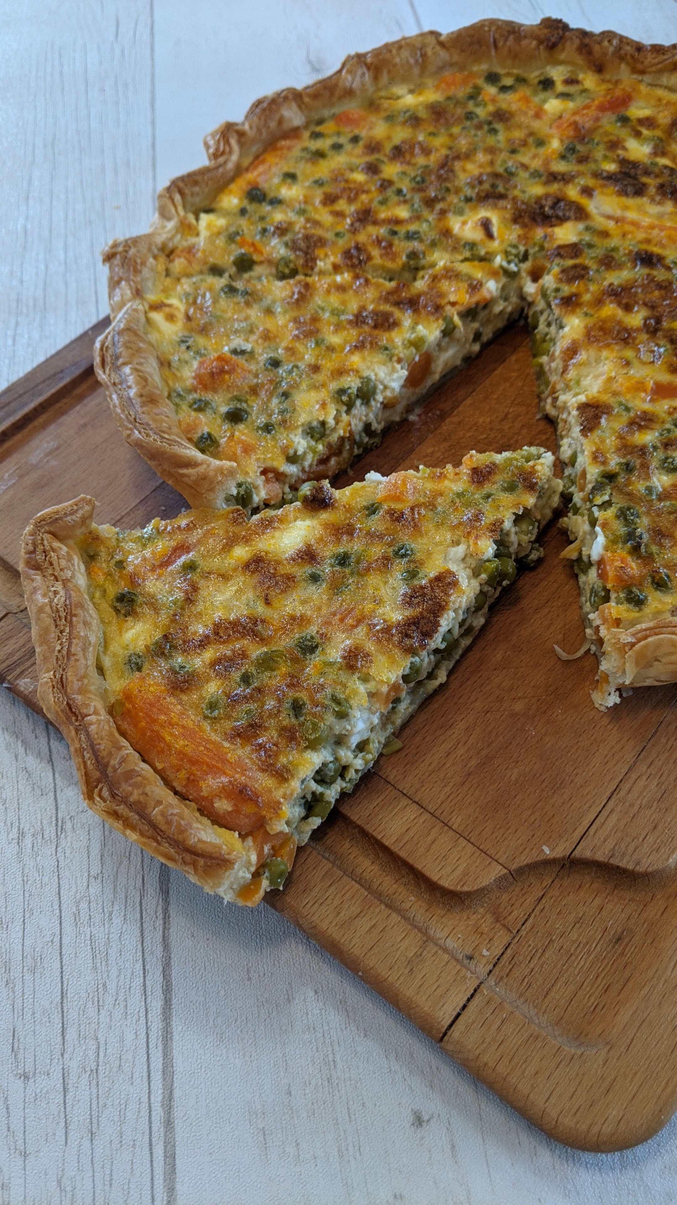 Quiche petits pois carottes à la feta